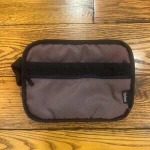 TOTES Black & Brown Nylon Toiletry Bag With Zippered Pocket 9.5 by 7 Inches